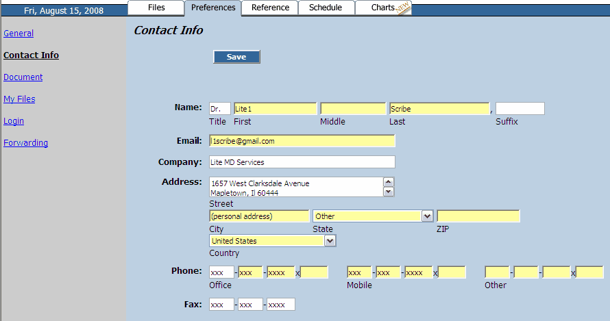 Scribe Lite Preferences Contact