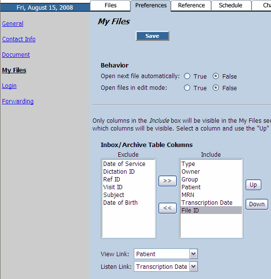 Scribe Lite Preferences My Files